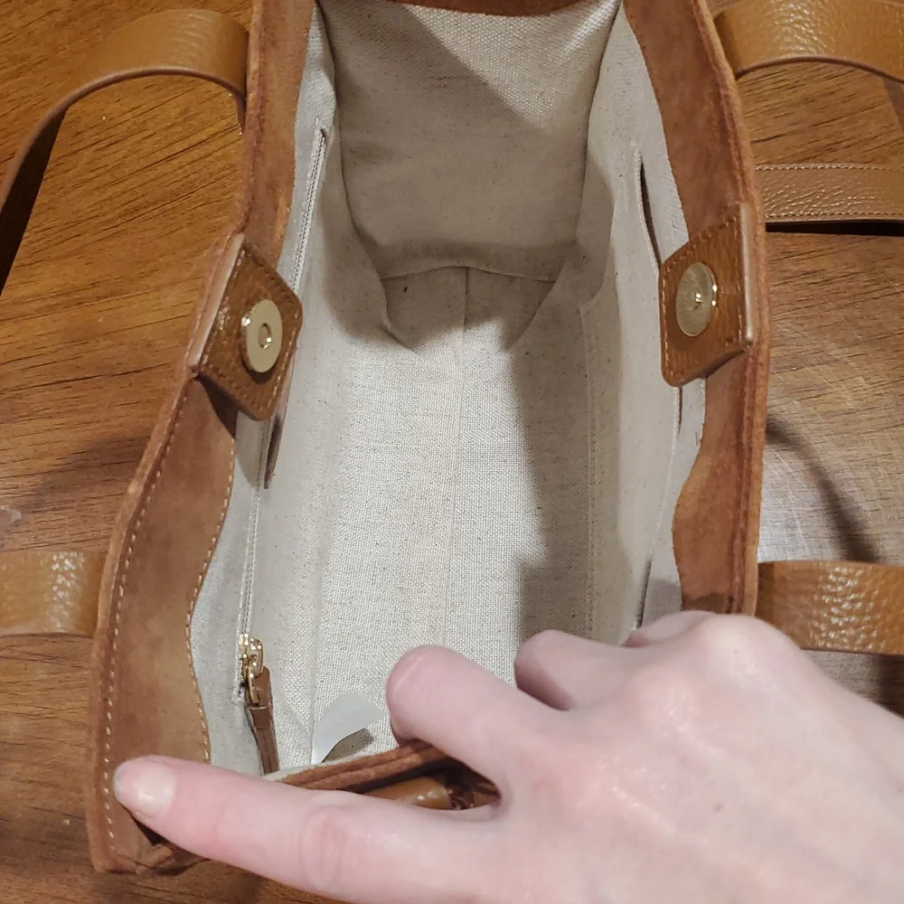 Mark & Graham caramel suede